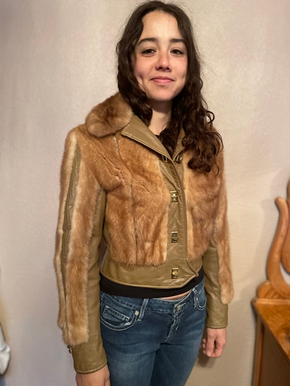 leather and mink jacket