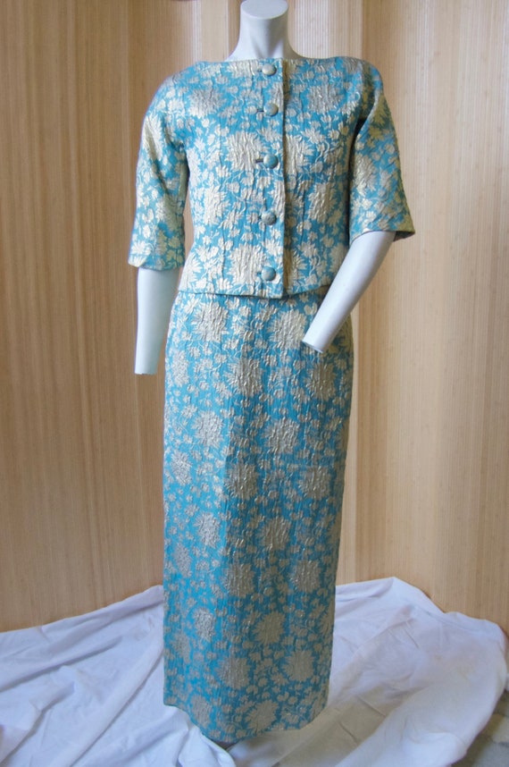 1960s Hollywood Glam - Metallic Gold Two Piece Lam