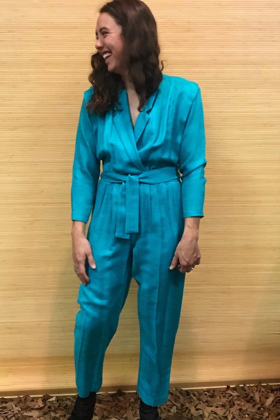 Vintage Jumpsuit, Petite Romper, in Aquamarine, wi
