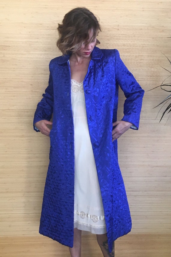 Vintage quilted robe, womens long quilted coat, qu