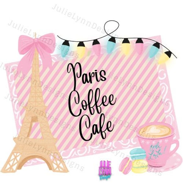 Digital Download Boutique Pre-made Logo Image Paris Tour Eiffel Café Café Cadre Utilisation Commerciale Ok