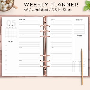 A6 Planner Inserts, A6 Inserts, A6 Weekly Insert Printable, Weekly  Printable Inserts, A6 Weekly Dashboard Layout, A6 Printable, Foxy Fix A6 