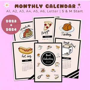 2023 2024 Cute Printable Food Calendar Large Wall Calendar Desk 2023 2024 Cute Printable Food Calendar Large Wall Calendar Desk