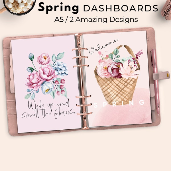 Printable Dashboard A5, Planner Cover Printable, Filofax A5 Inserts, A5 Cover Planner, A5 Dashboard Insert Printable, Floral Dashboard, A5