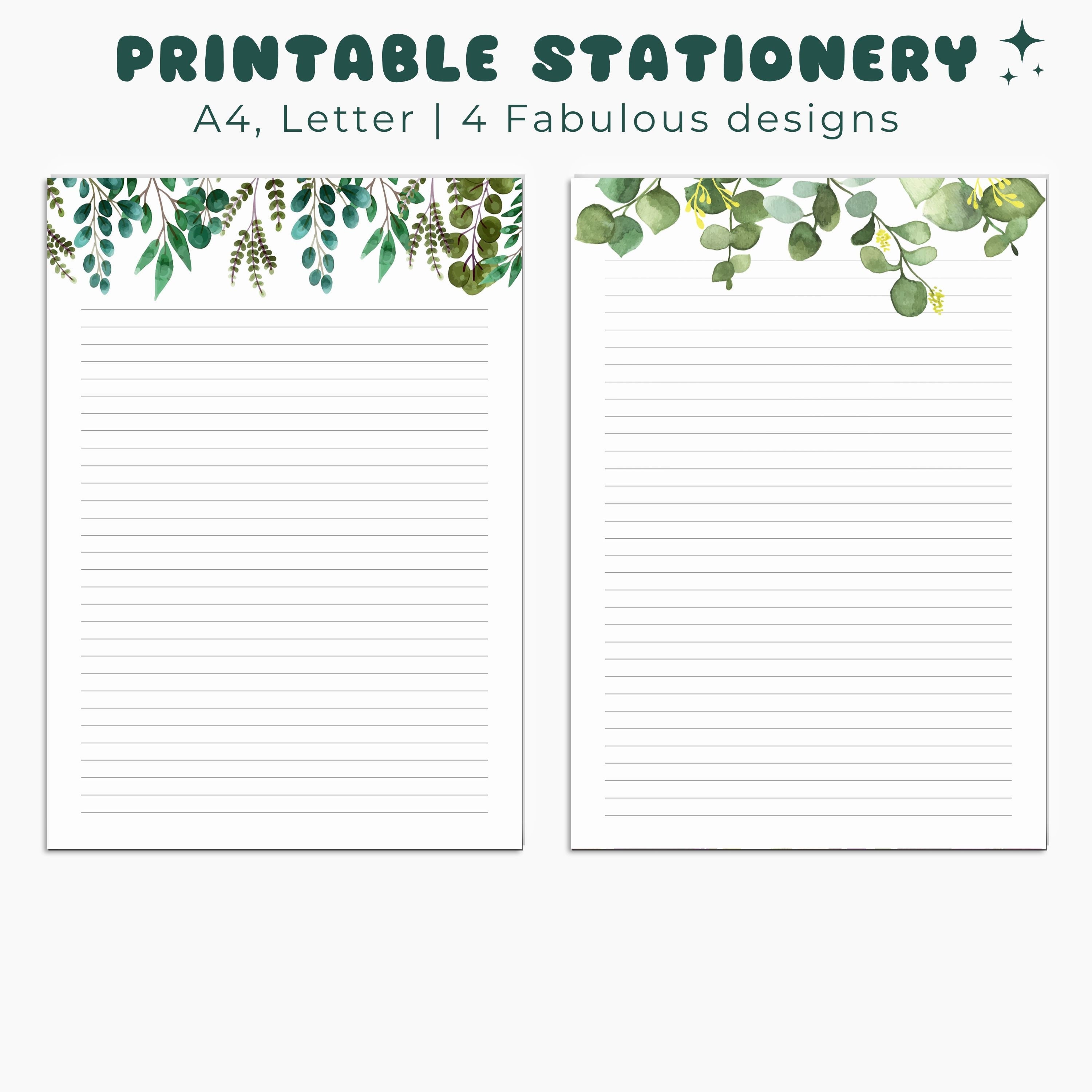 Stationary Printable Minimalist Floral Paper Botanical Leaves Flowers Blank  Digital Writing Paper Lined Note Book Flower Paper 