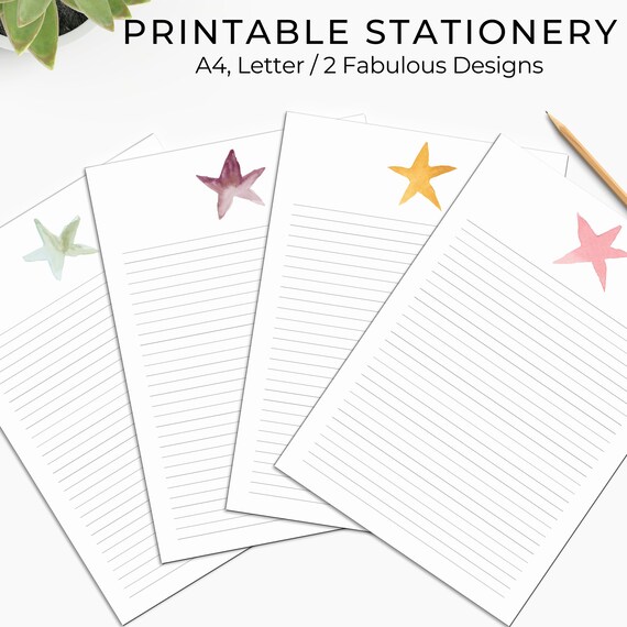 Stars Printable Stationery Printable Stationery Paper | Etsy