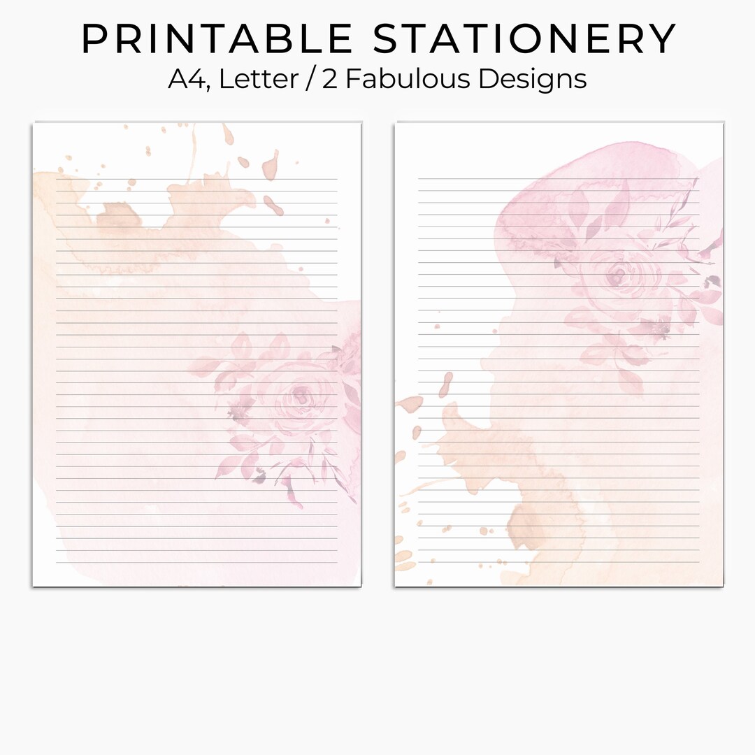 Watercolor Printable Stationary Printable Writing Paper - Etsy