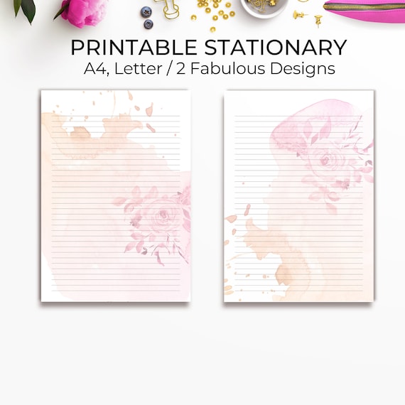 Watercolor Printable Stationary Printable Writing Paper | Etsy
