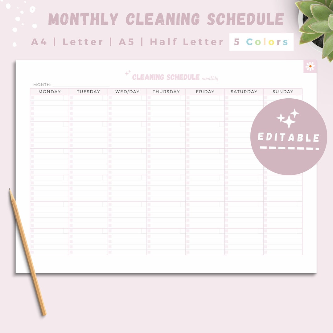 Editable Cleaning Schedule Cleaning Planner Printable - Etsy Australia