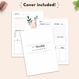 Weekly Planner Printable, Week on Two Pages, WO2P, Planner Inserts ...