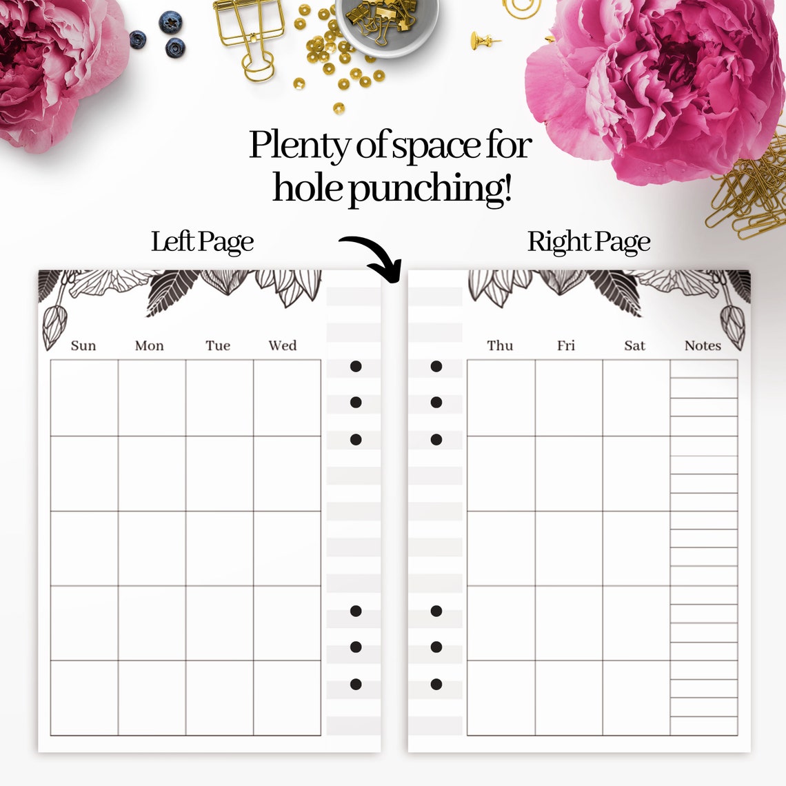 undated monthly calendar printable template blank monthly etsy