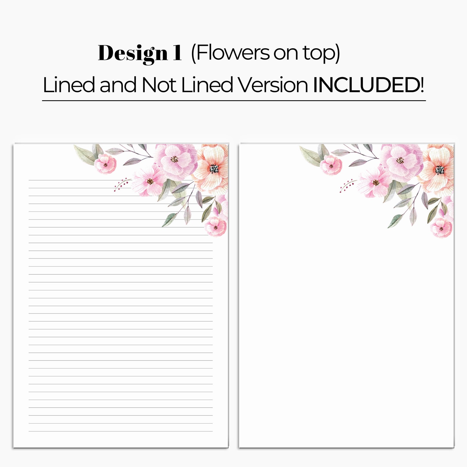 Pastel Floral Printable Writing Paper Printable Stationery | Etsy