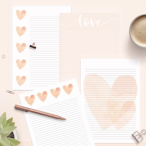 Valentine's Day Stationery Printable, Love Stationery Printable, Heart ...