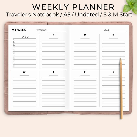 Printable TN Insert A5 Month on Two Pages MO2P | Etsy