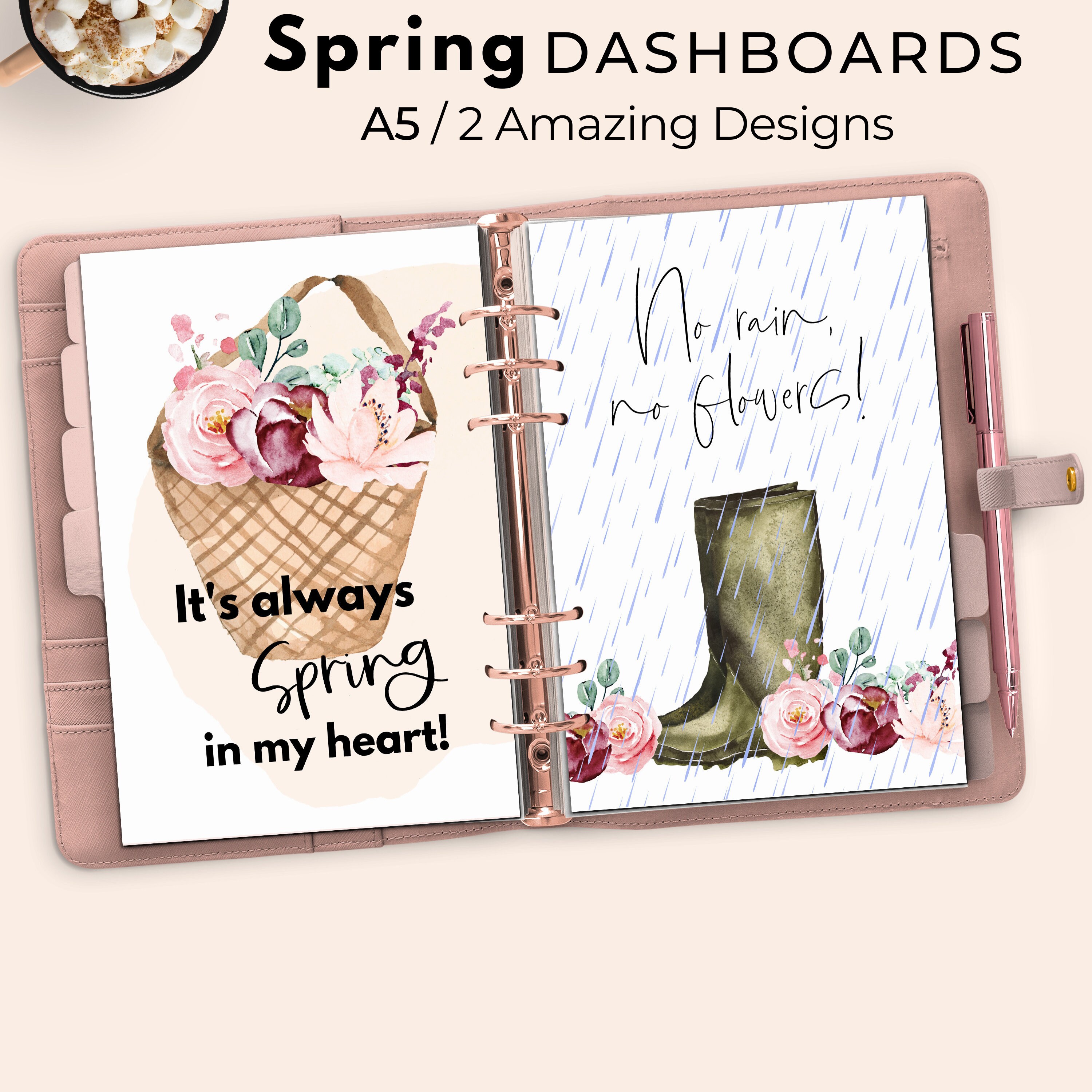 Printable Dashboard Floral Planner Cover Printable Floral - Etsy