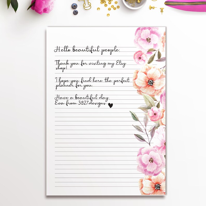 Printable Floral Lined Paper Pastel Writing Paper Printable Etsy