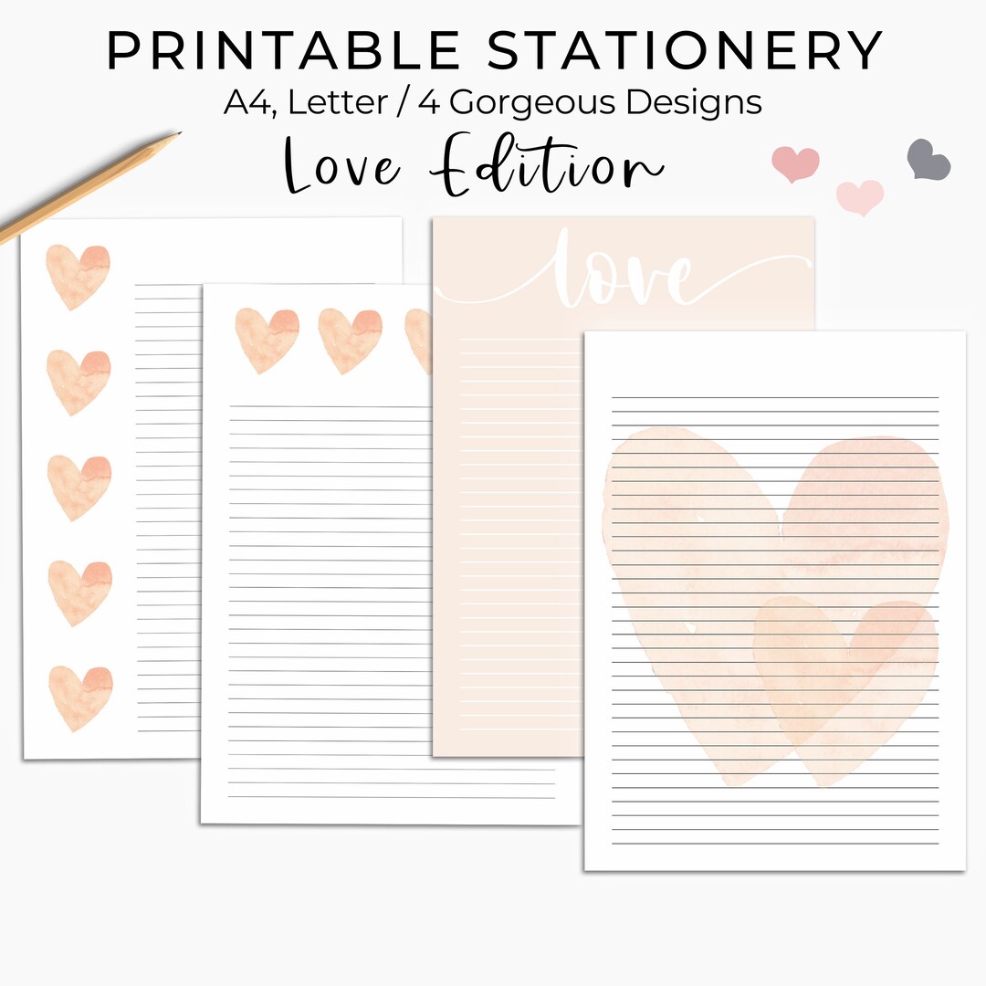 Valentine's Day Stationery Printable Love Stationery - Etsy