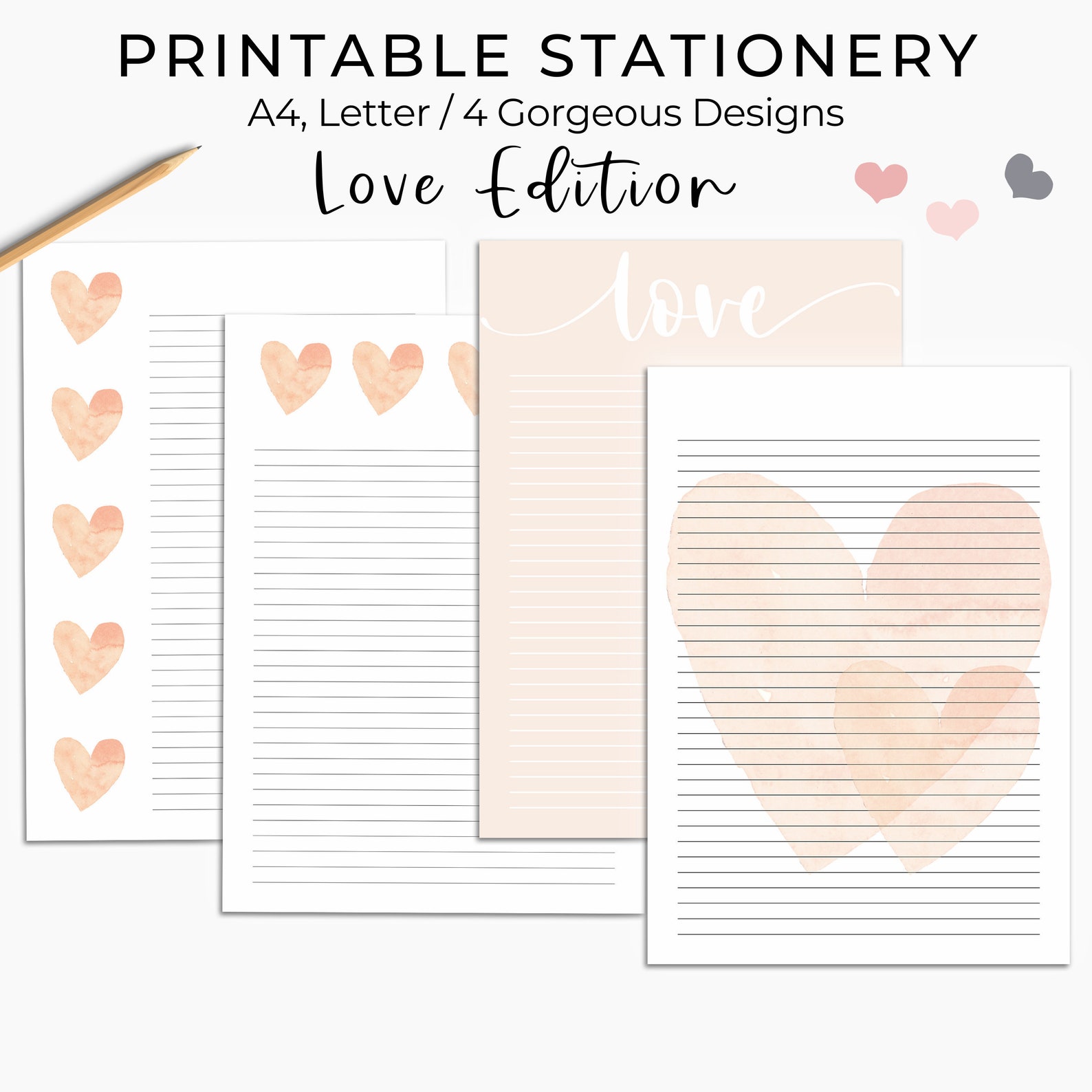 Valentine's Day Stationery Printable Love Stationery - Etsy
