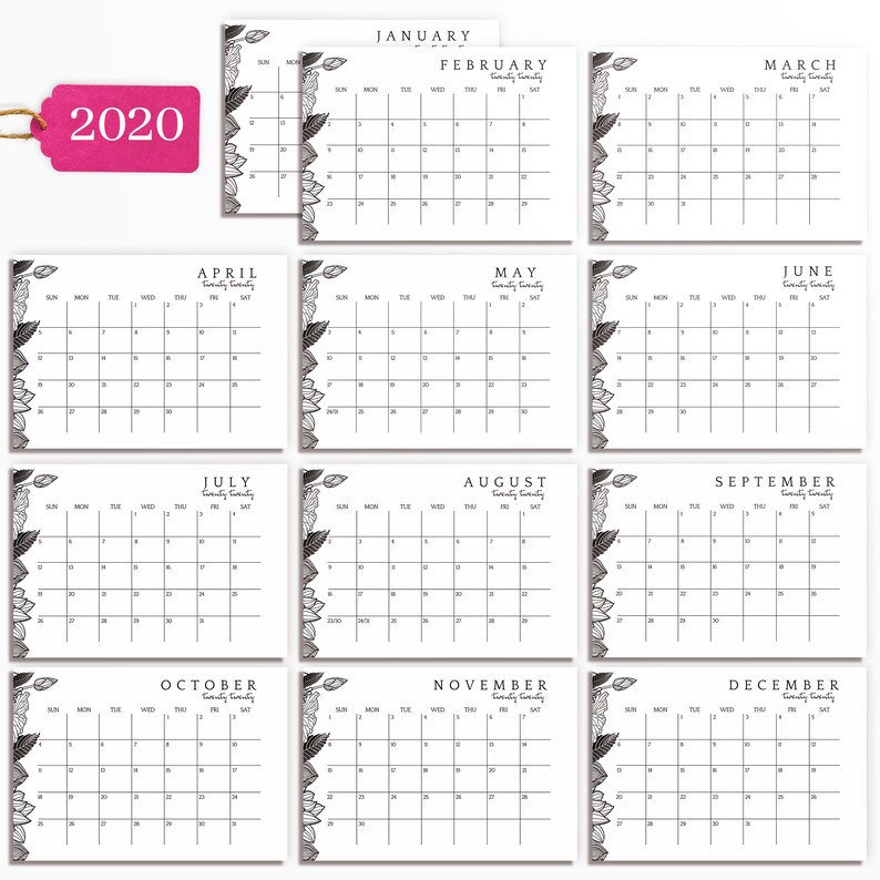 2020-2021 Wall Calendar Printable Desk Calendar 2020-2021 ...