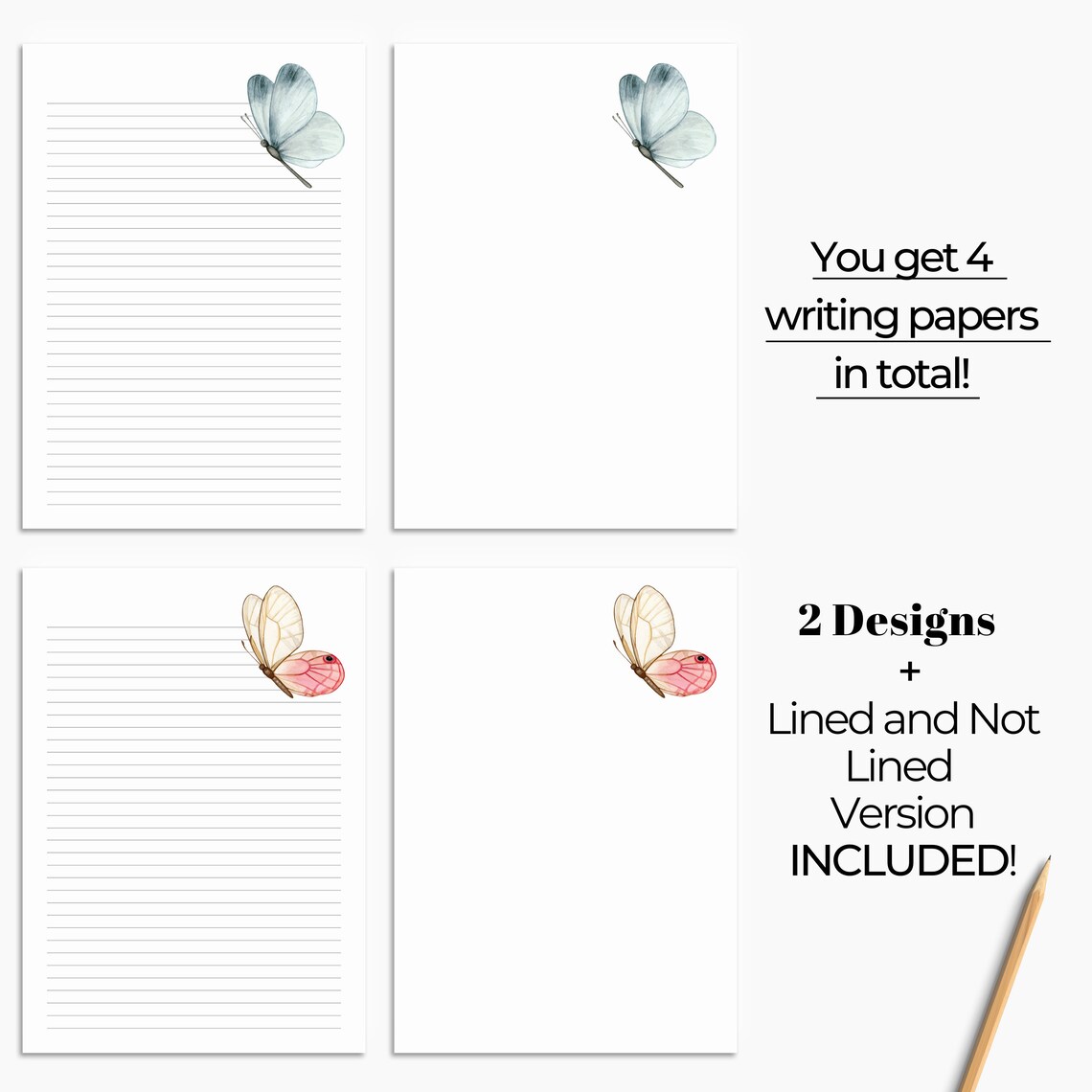 Butterflies Printable Stationary Printable Writing Paper - Etsy