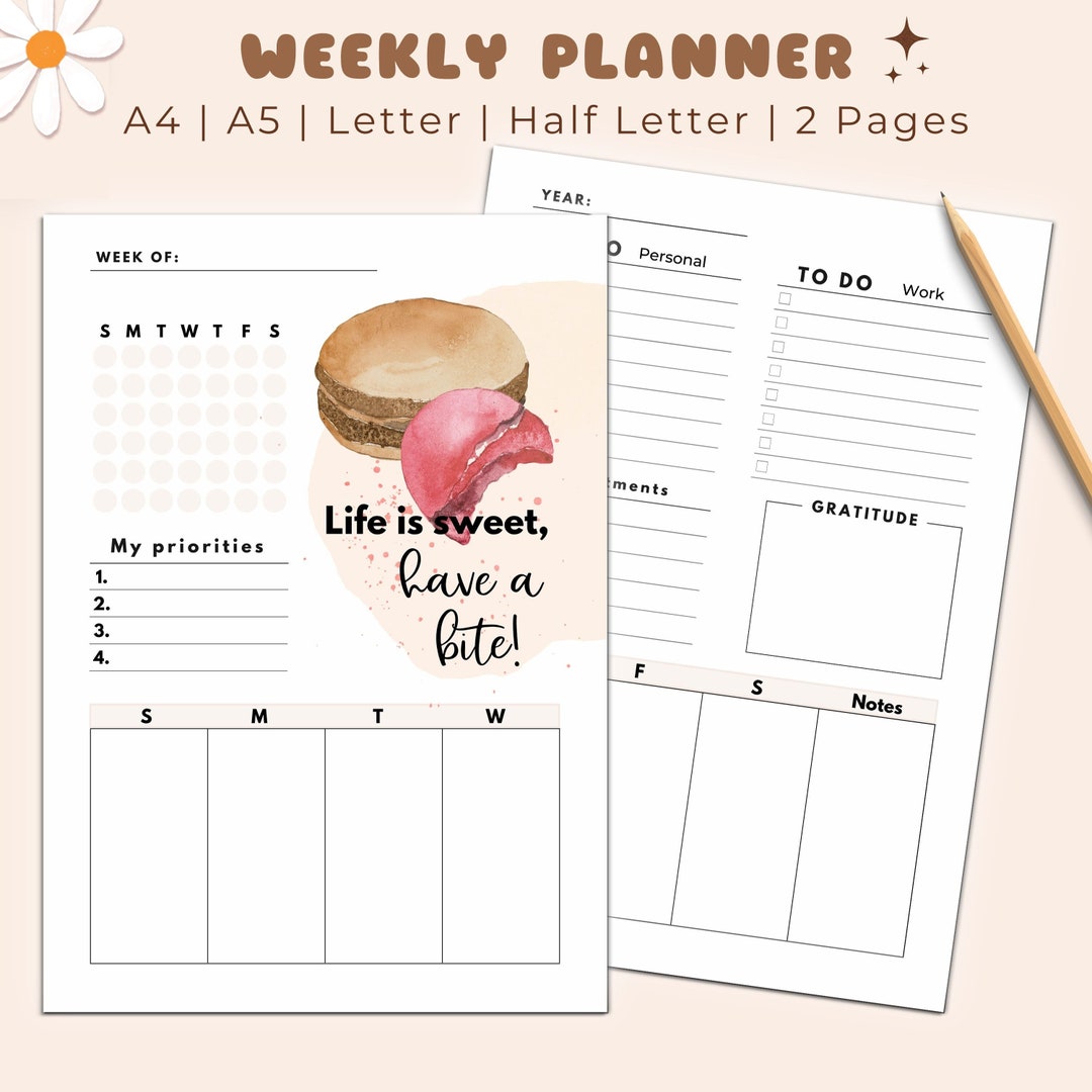 Weekly Planner Printable Week at a Glance Printable Weekly - Etsy