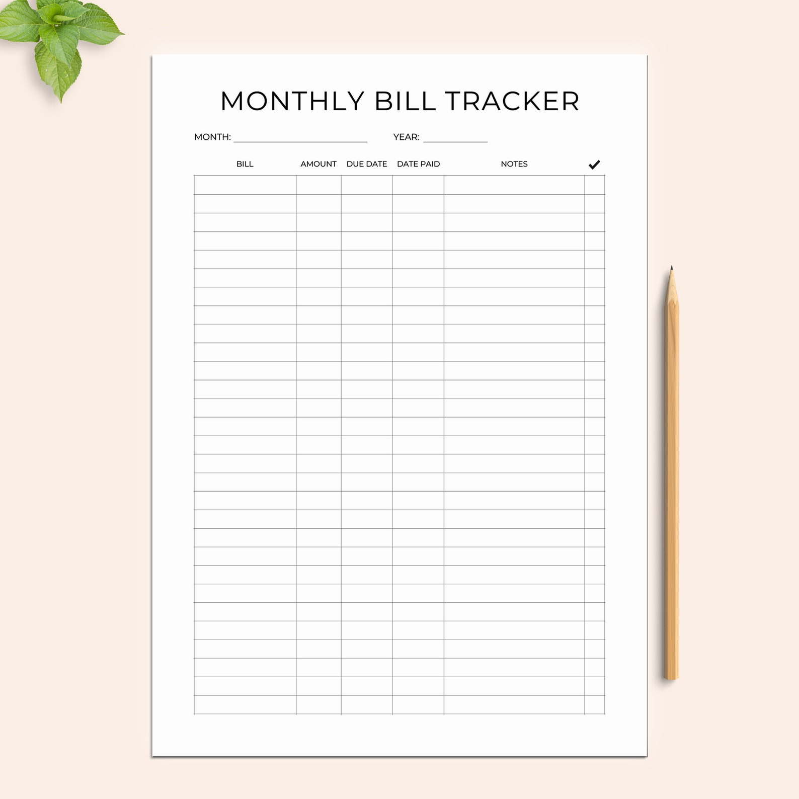 Monthly Bill Payment Tracker Printable Fillable Form Bill - Etsy
