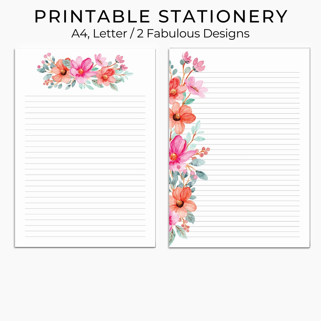 Floral Printable Stationery Printable Writing Paper - Etsy