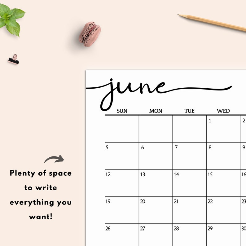 2022 Large Calendar Printable Desk Calendar 2022 Minimalist Etsy