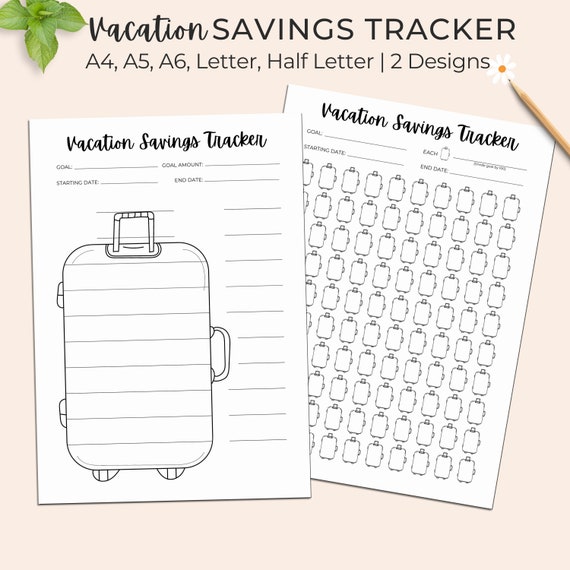 Vacation Savings Tracker Printable Savings Challenge Money | Etsy