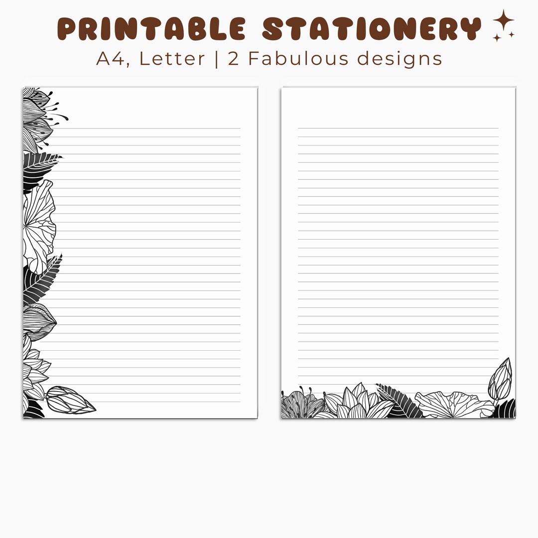 Black and White Printable Stationary, Printable Writing Paper ...