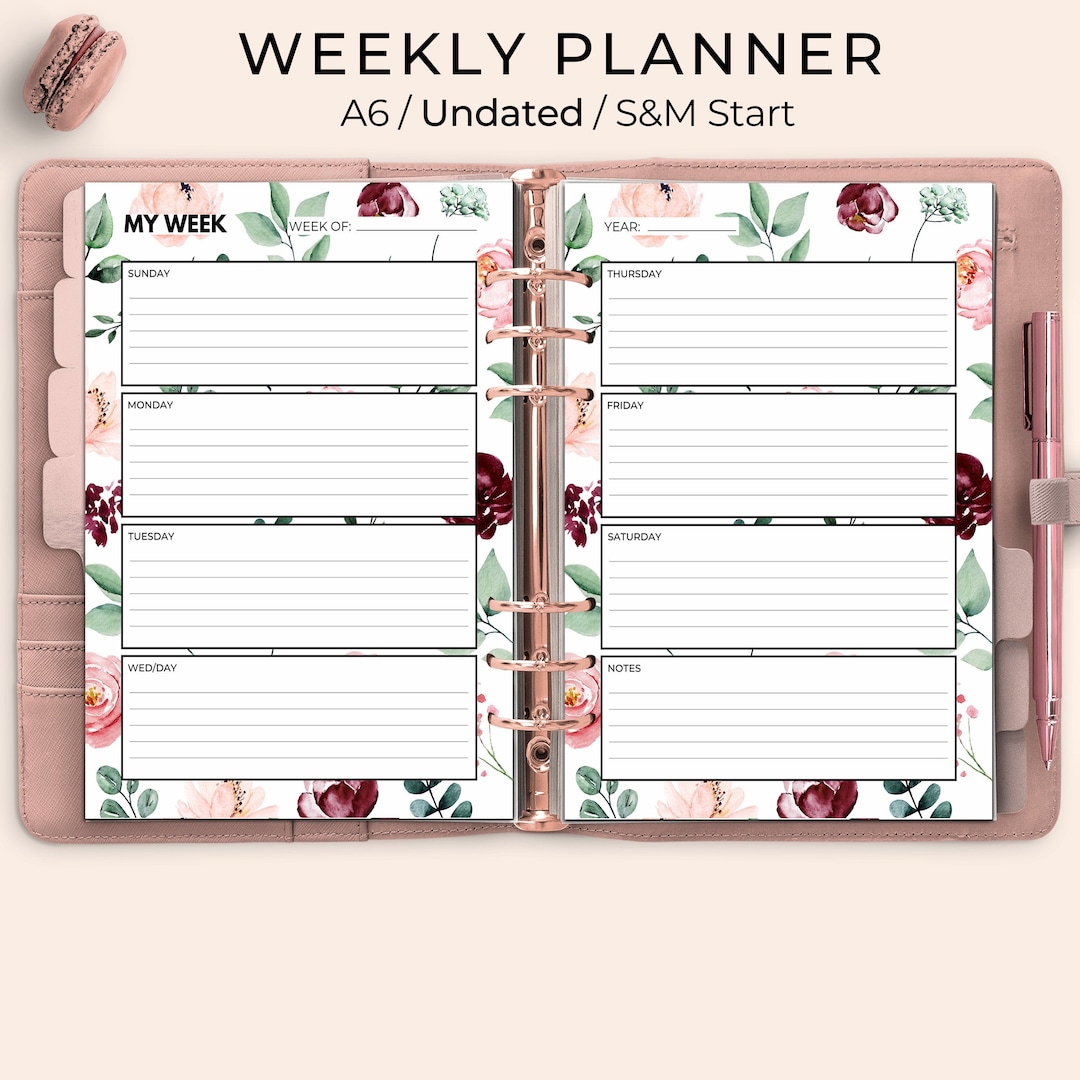 Weekly Planner Printable, Week on Two Pages, WO2P, Planner Inserts ...