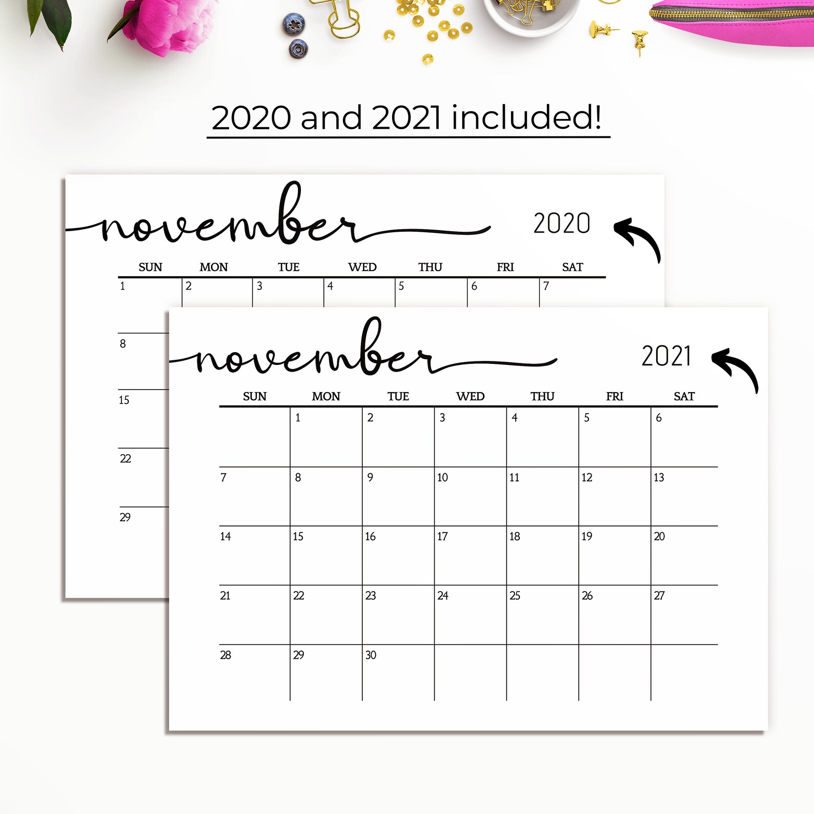 2020 2021 printable calendar big wall calendar 2020 2021 etsy