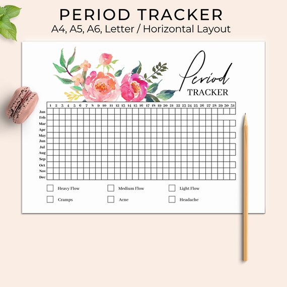 Period Tracker Printable Floral Menstrual Tracker Cycle | Etsy