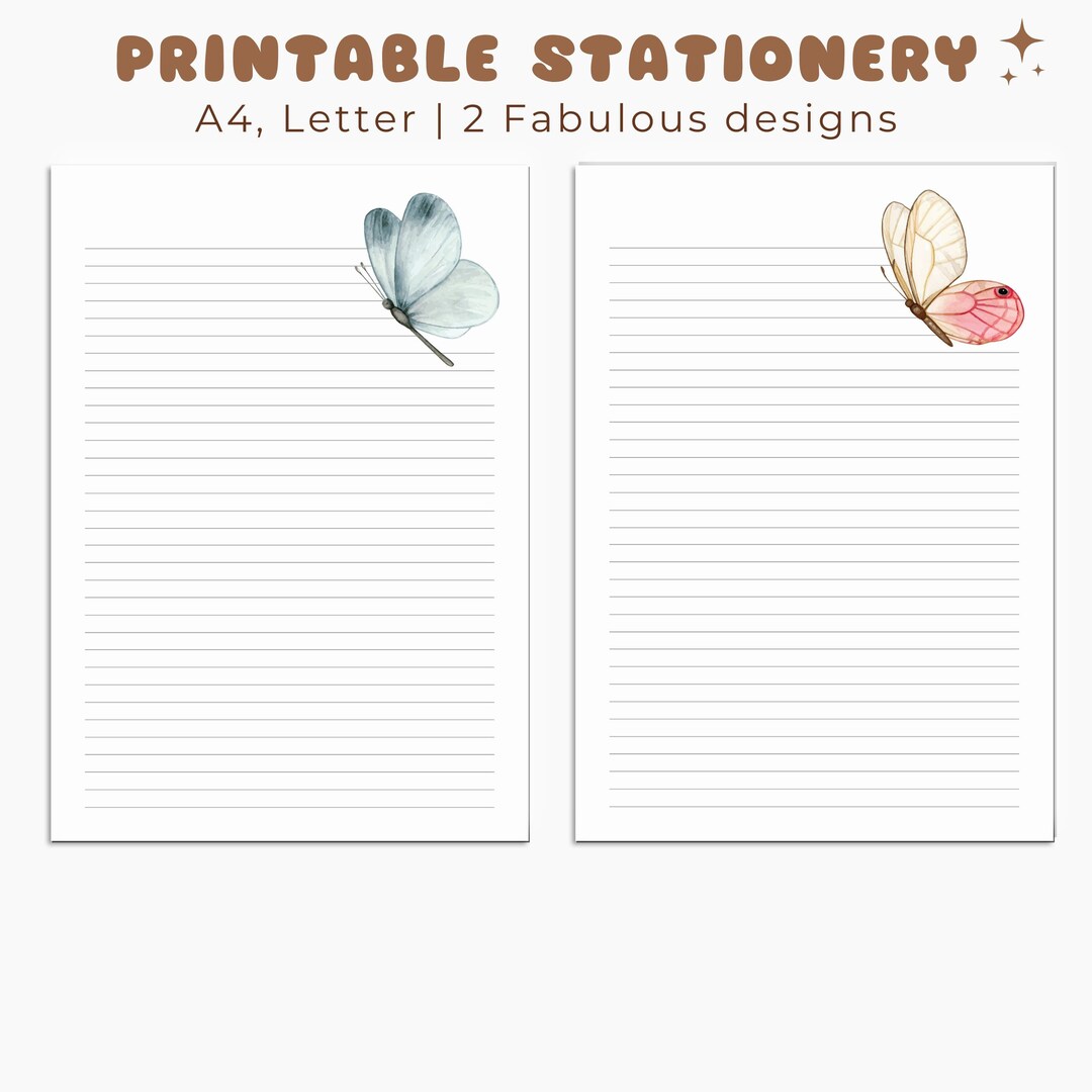 Butterflies Printable Stationary Printable Writing Paper - Etsy
