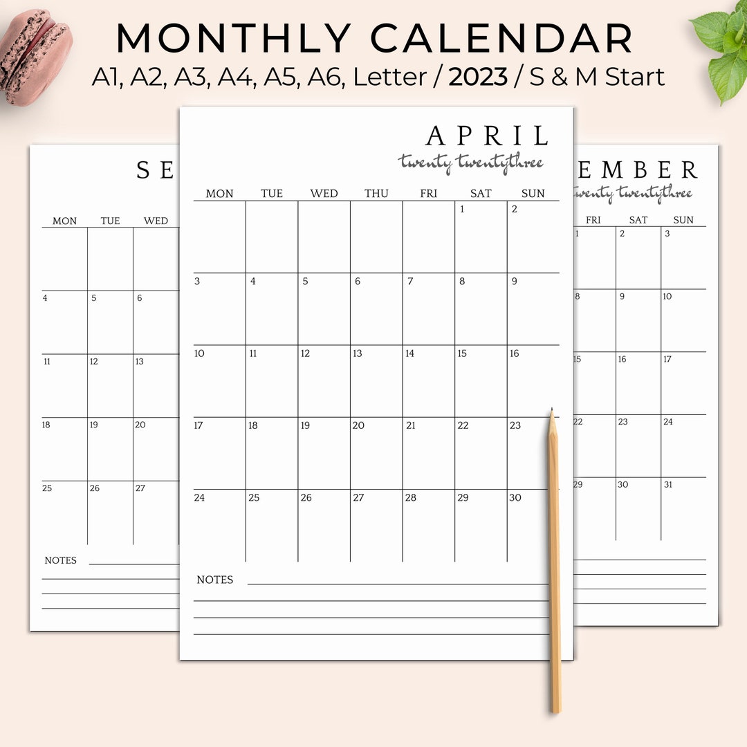 2023 Calendar Printable Big Wall Calendar Desk Calendar - Etsy Canada
