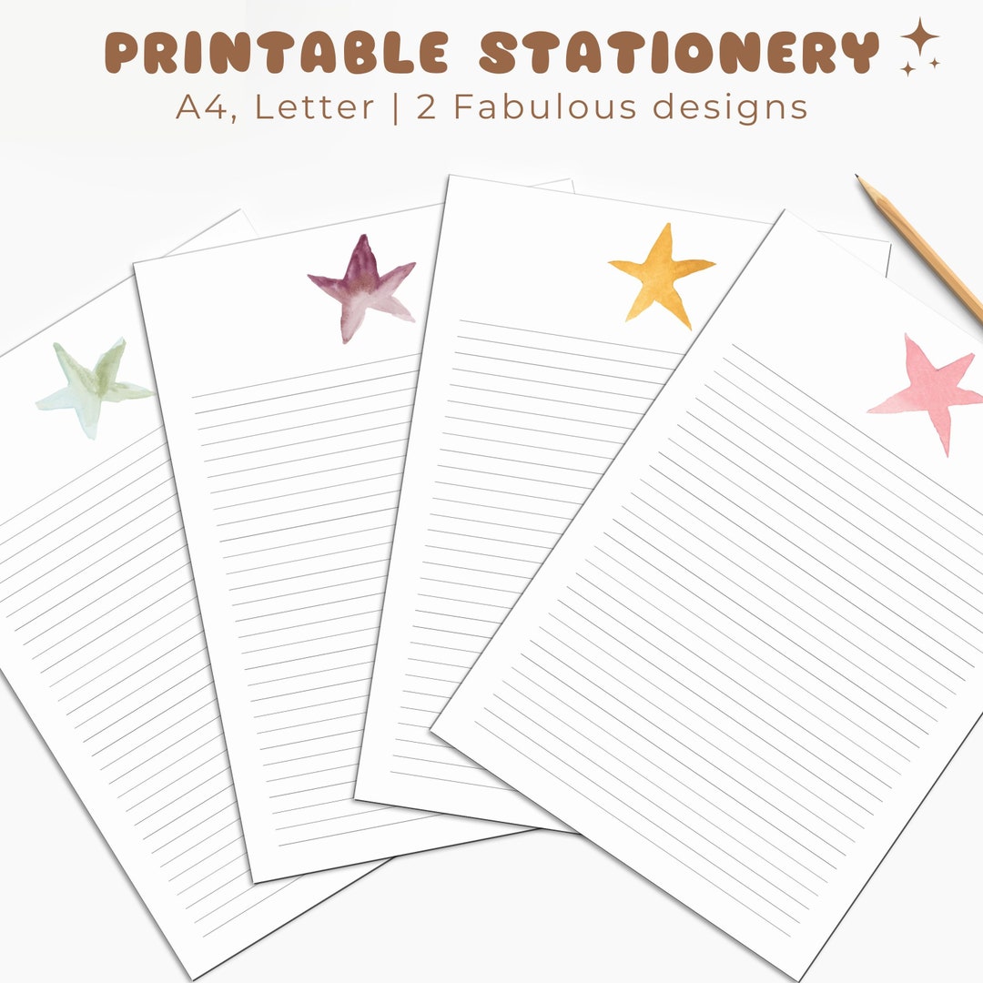 Stars Printable Stationery, Printable Stationery Paper, Writing Paper ...