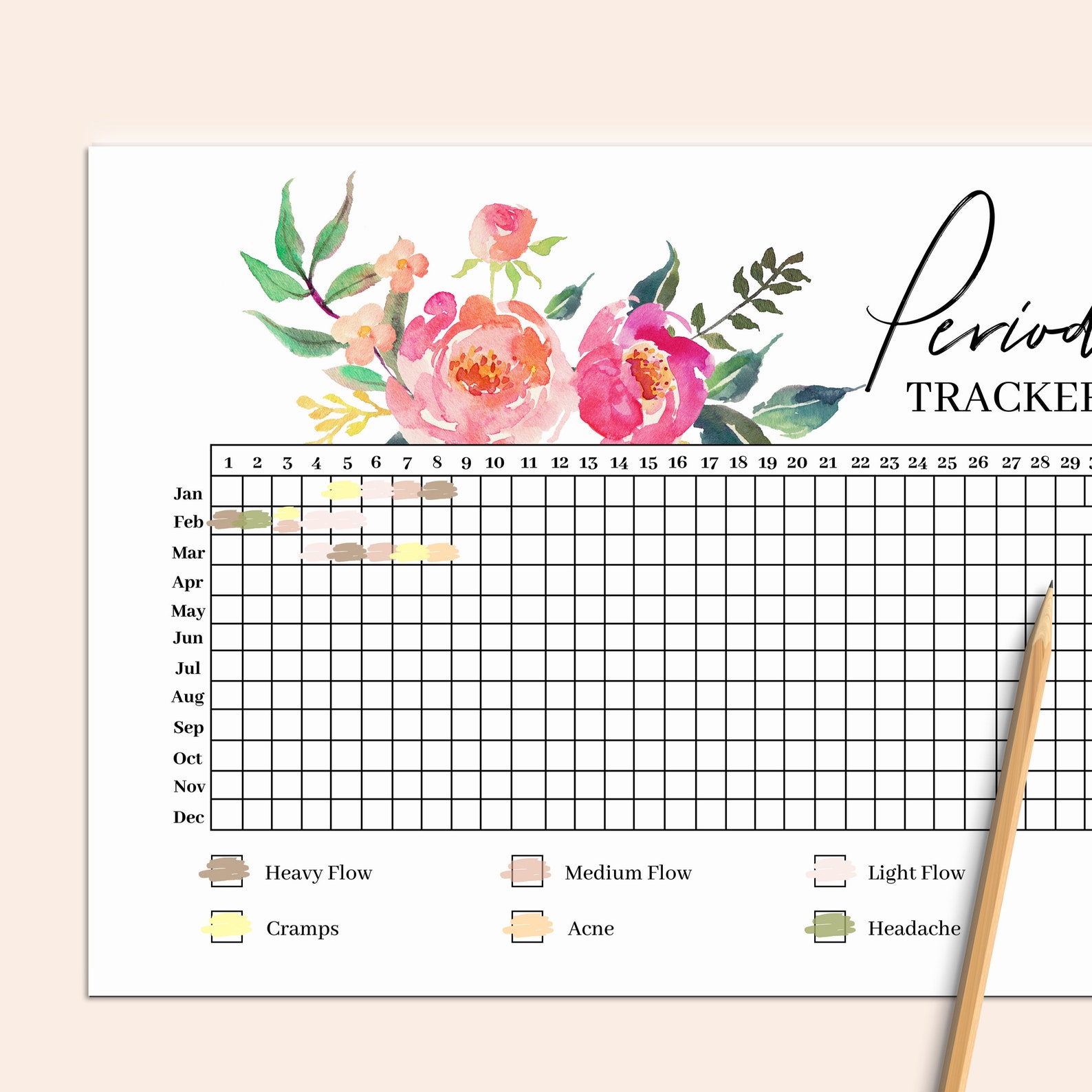 period-tracker-printable-floral-menstrual-tracker-cycle-etsy