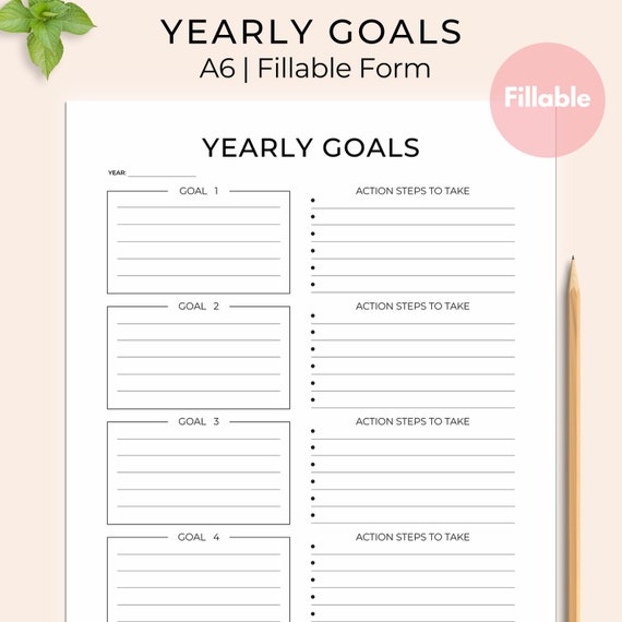 Yearly Goals Planner Printable Productivity Planner Goal | Etsy