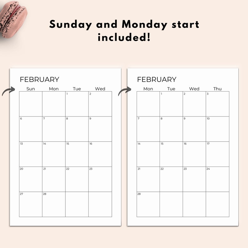 2022 Monthly Planner Printable Monthly Calendar Minimal Etsy Canada