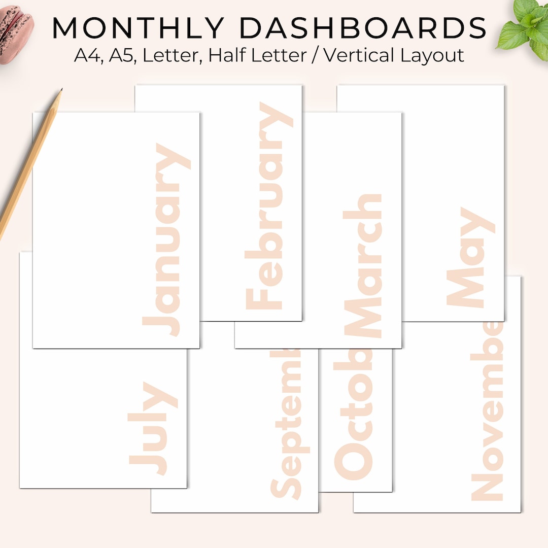 Monthly Dashboards Printable, Monthly Dashboard Inserts, Pink Planner ...