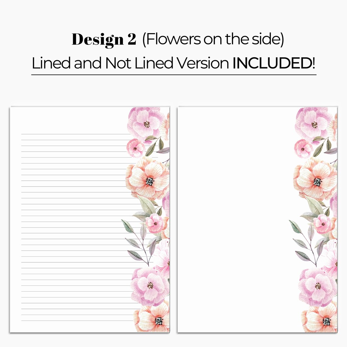 Printable Floral Lined Paper Pastel Writing Paper Printable - Etsy