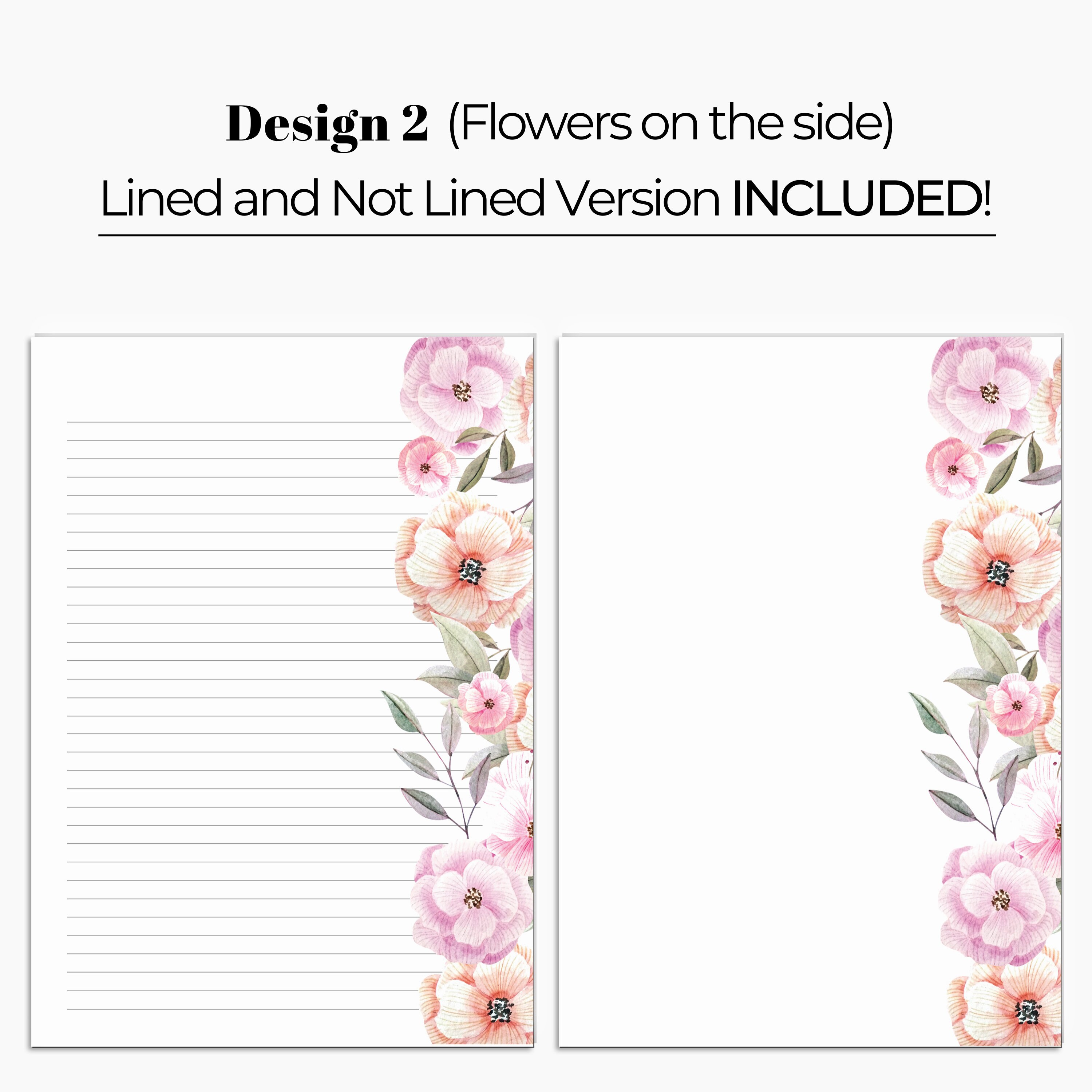 Printable Floral Lined Paper Pastel Writing Paper Printable - Etsy