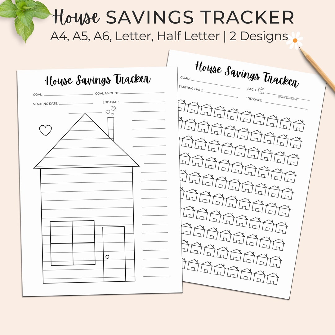 House Savings Tracker Printable, Savings Challenge, Money Saving ...