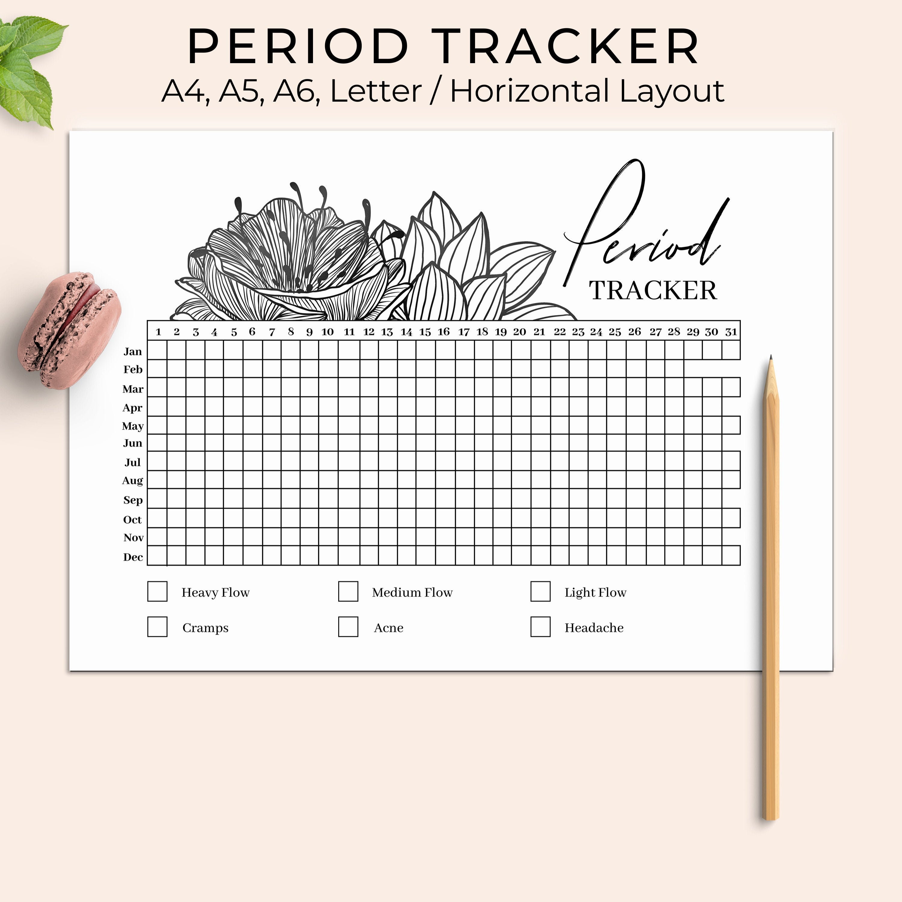Period Tracker Printable Cycle Tracker Floral Menstrual - Etsy Period Tracker Printable Cycle Tracker Floral Menstrual - Etsy
