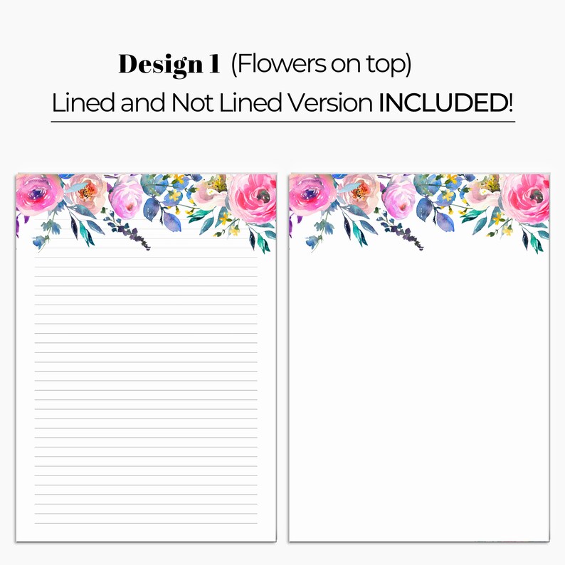 Purple Floral Printable Stationery A4 Printable Stationary ...