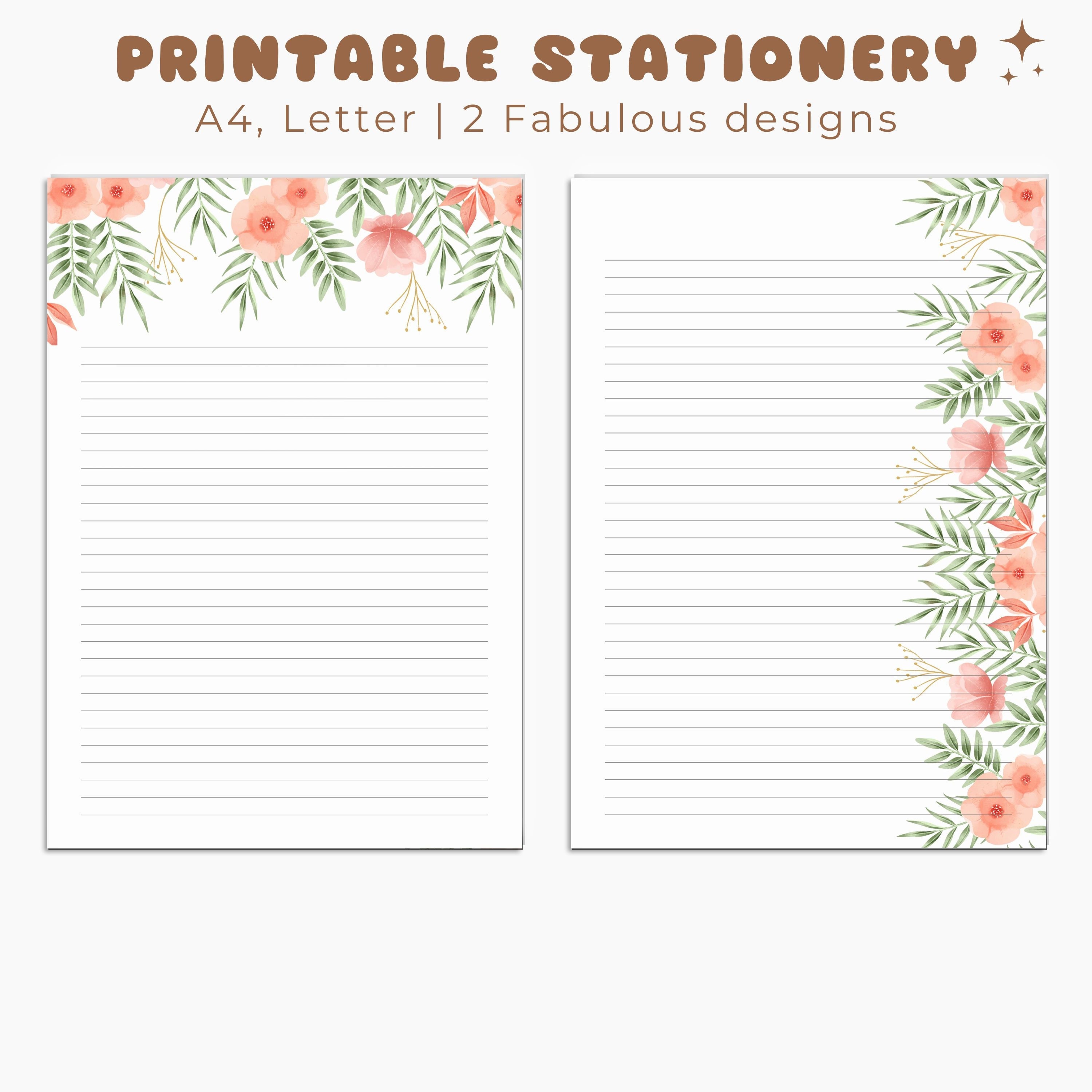Printable Pretty Stationery For Letter Writing Using Minimal Ink