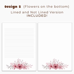 Boho Floral Printable Stationery, Printable Writing Paper, Printable ...
