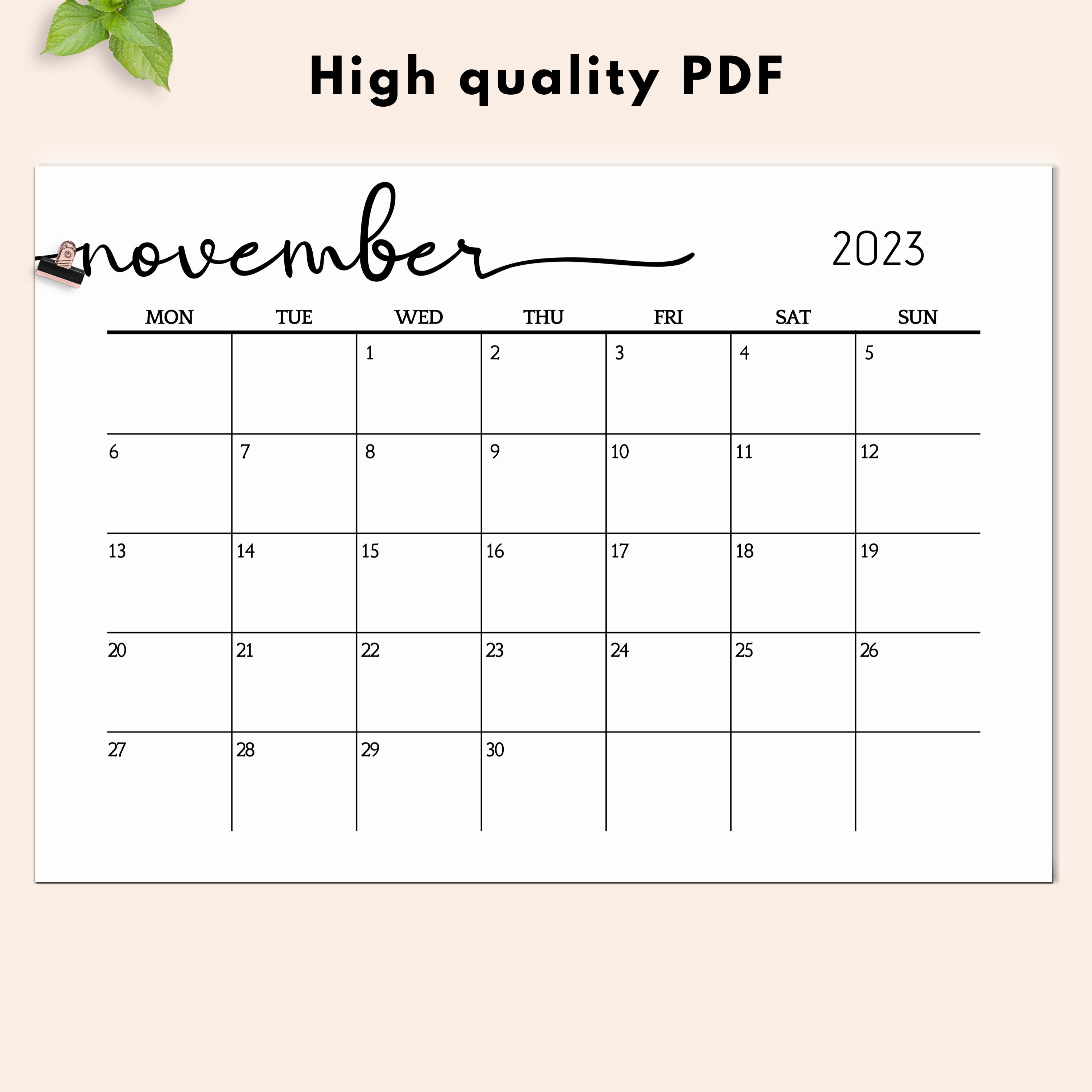2023 Large Calendar Printable Desk Calendar 2023 Minimalist Etsy UK