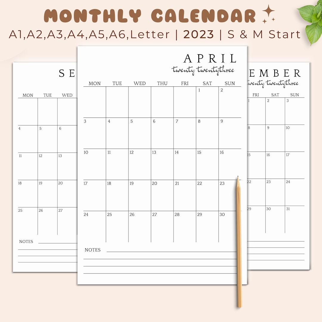 2023 Calendar Printable Big Wall Calendar Desk Calendar - Etsy Canada