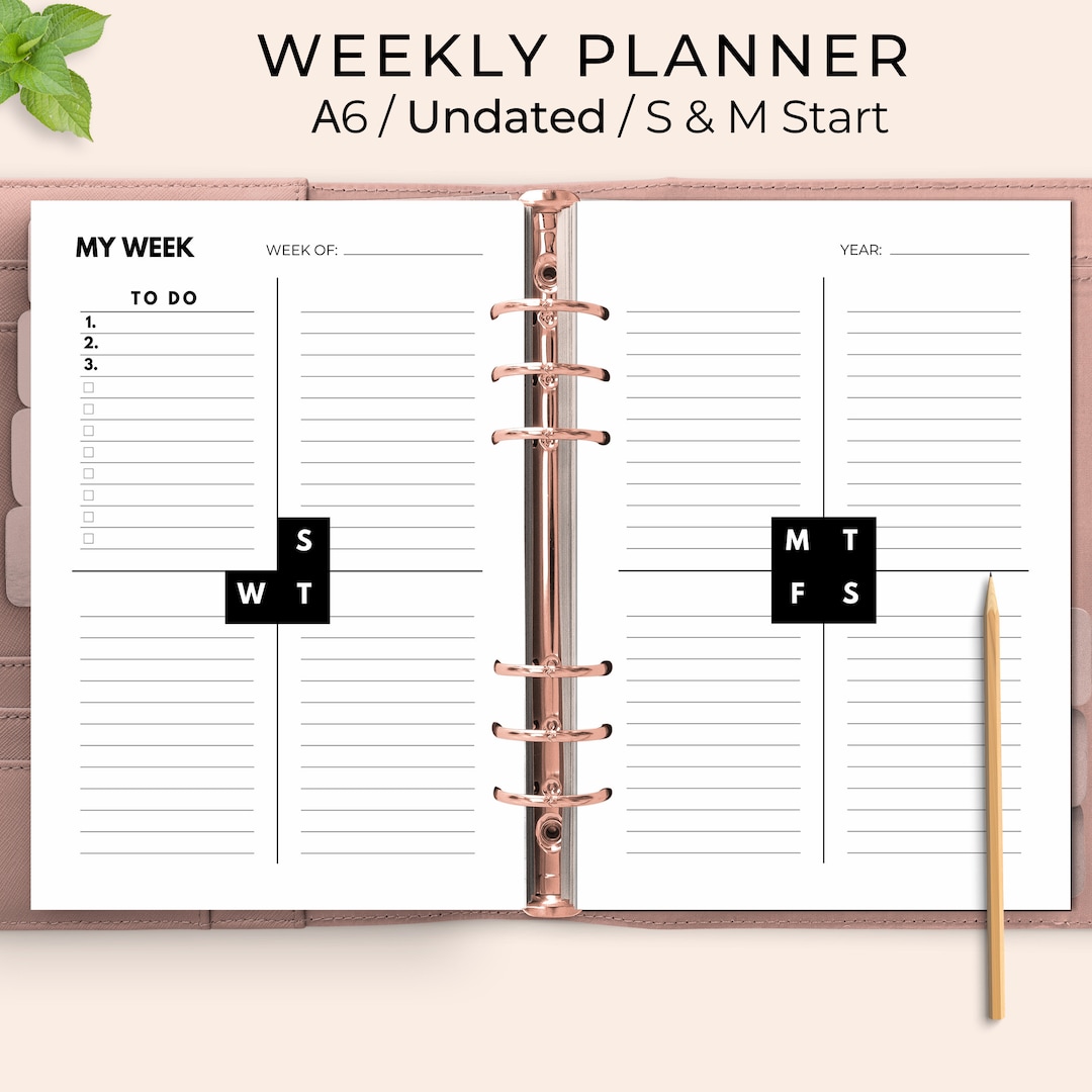 Weekly Planner Printable, Week at a Glance Printable, Weekly Planner ...